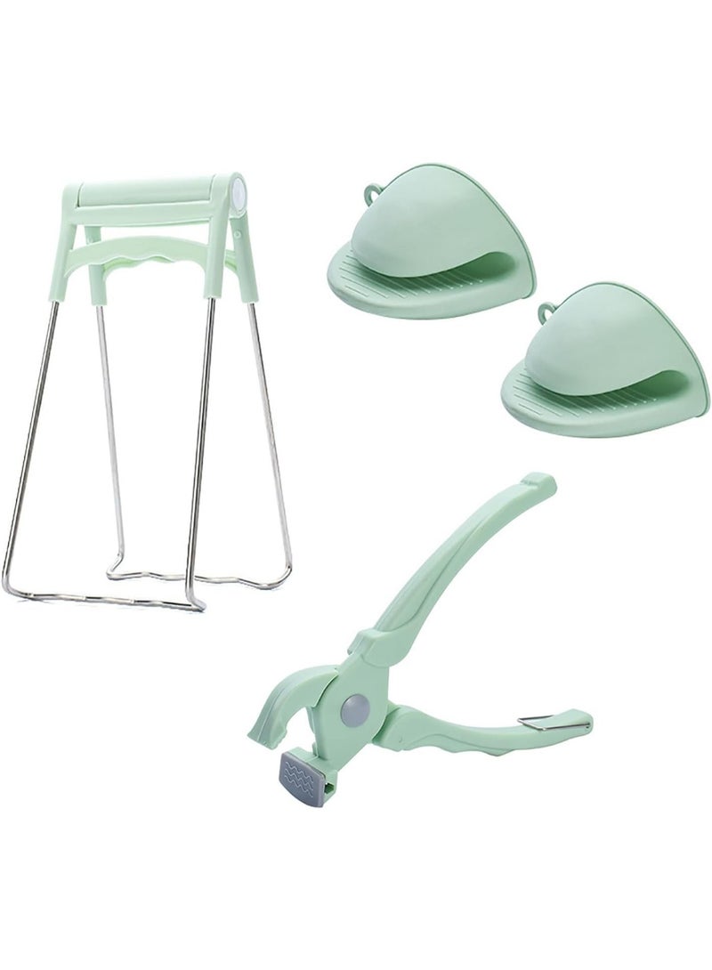 Forthcan Hot Plate Gripper, Bowl Clip, Kitchen Tongs, Mini Silicone Oven Gloves, Stainless Steel Anti-Scalding Bowl Plate Dish Gripper Clips Clamp for Microwave Toaster Oven Steamer Air Fryer Pans, 4 Packs - Image 1